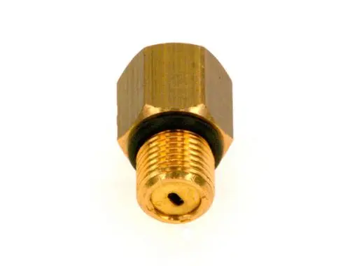 BOSCH Rückschlagventil 1/4, 7098240. Messingfarbenes Rückschlagventil mit Gewinde und Bohrung.
